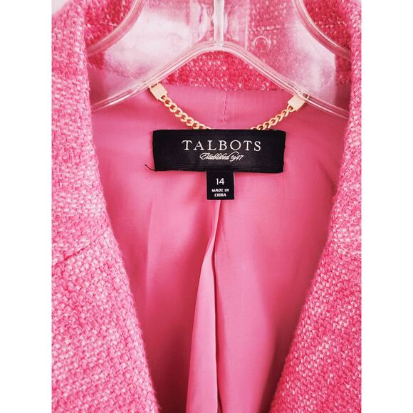 Talbots Pink Tweed Linen Blend Blazer Plus 14 Legally Blond Office Siren Preppy - Picture 4 of 7